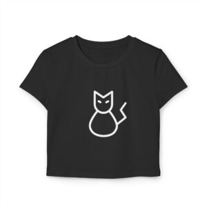 Kuro Neko Women's Baby Tee - Minimalist Cat Graphic Shirt by Kuro Neko