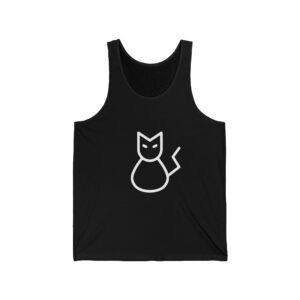 Kuro Neko Tank Top - Minimalist White Cat Design by Kuro Neko