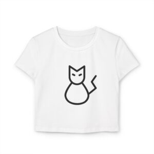 Hi Neko Women's Baby Tee - Minimalist Cat Graphic Shirt by Kuro Neko